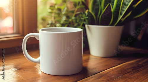 coffee mug mockup with space for personalized text or designs. generative AI