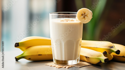 a delectable banana smoothie milkshake in a glass
