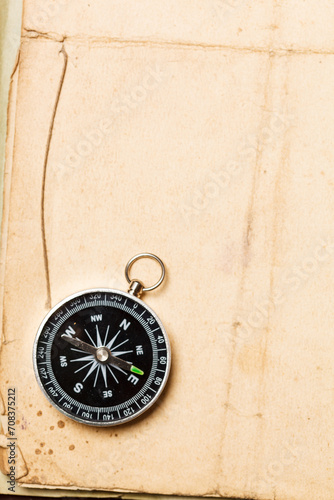 compass on the vintage paper