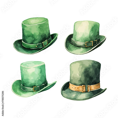 watercolor painting of cute leprechaun hat
