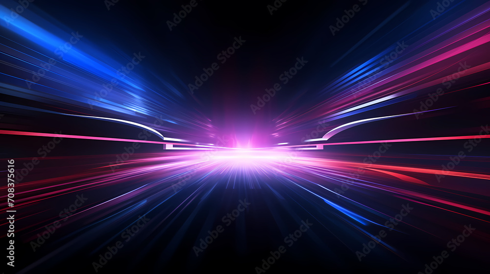 Abstract geometric background, technological lines background and light effects, 3D rendering