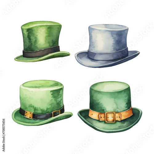 watercolor painting of cute leprechaun hat