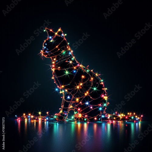 cat shape christmas tree lights © Creative-Touch