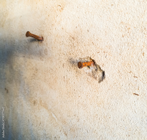 Rusty nails on the wall