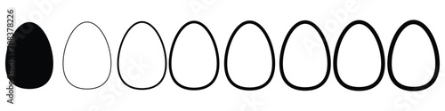 Easter Egg Icon Black Line | Painted Eggs Illustration | Happy Easter Hunt Symbol | Holiday Logo | April Spring Sign | Isolated | Variations