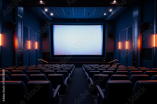  Beautiful modern cinema with mock-up screen