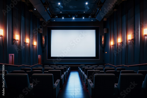  Beautiful modern cinema with mock-up screen