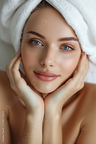 young woman enjoy spa salon procedure