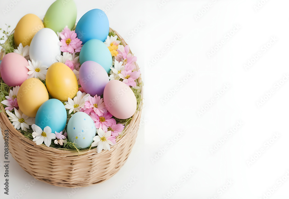 colorful easter egg decoration with copy space ai generated
