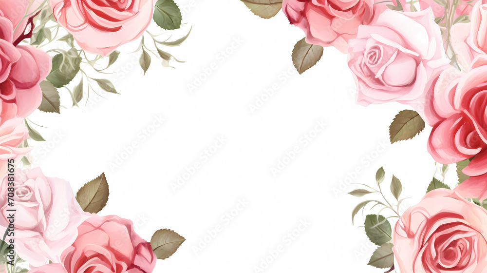 Pink rose flower composition background, decorative flower background pattern, floral border background