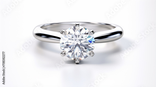 simple design solitaire diamond engagement ring eternity wedding on white background