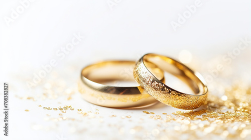 simple elegant design wedding rings on wedding card on a white background