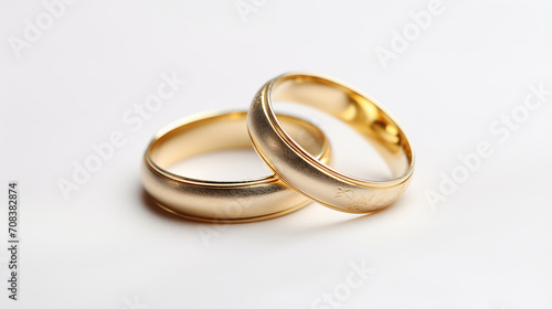 wedding rings on wedding card on a white background