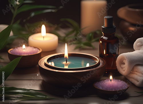 ฤromatherapy and spa with soft candle around