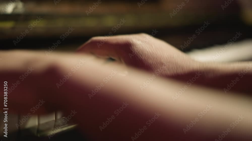 Black man hands playing piano in class closeup. African American musician performs harmonical music sounds on instrument keyboard. Creative leisure Black man hands playing piano in class closeup. African American musician performs harmonical music sounds on instrument keyboard. Creative leisure