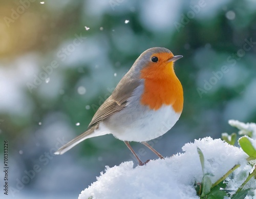European robin in the snow © IB Photography