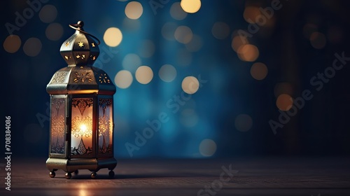 Luminous Lantern for Ramadan Candlelit Ambience in a Cultural Wallpaper