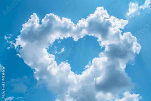 Love in the Sky: Heart-Shaped Colorful Clouds, Valentine's Day Concept