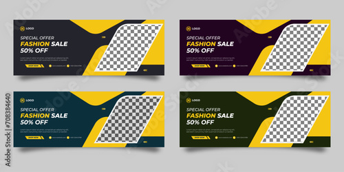 Fashion sale promotion template business web banner social media cover design, modern abstract background web banner template design set 
