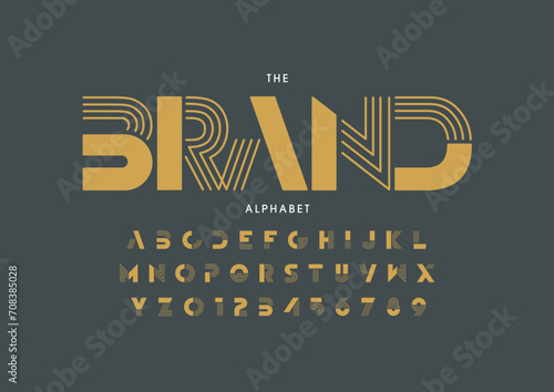 Vector of stylized modern font and alphabet
