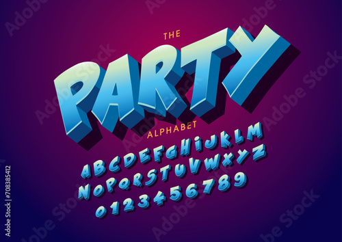 Vector of stylized modern font and alphabet