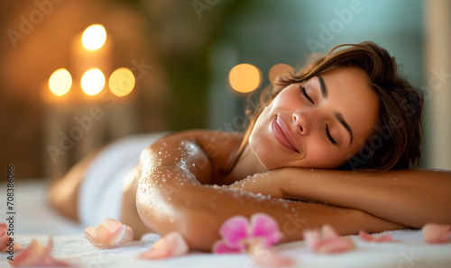 woman relaxing in spa photo