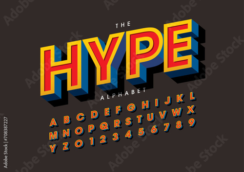 Vector of stylized modern font and alphabet