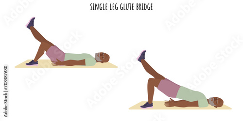 Senior man doing single leg glute bridge exercise