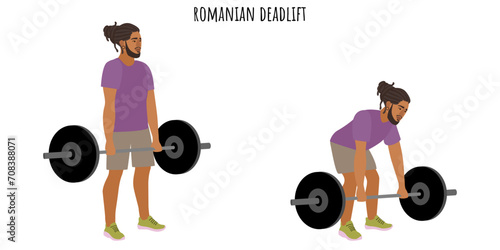 Young man doing romanian deadlift exercise