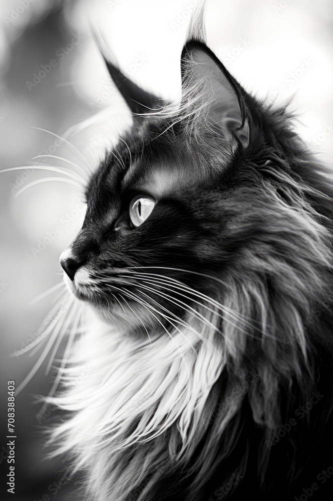 A Cat, Black white picture, generative ai A Cat, Black white picture, generative ai