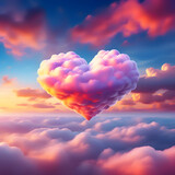 Heart-shaped clouds, beautiful colorful hearts in the clouds as Valentine's Day background.