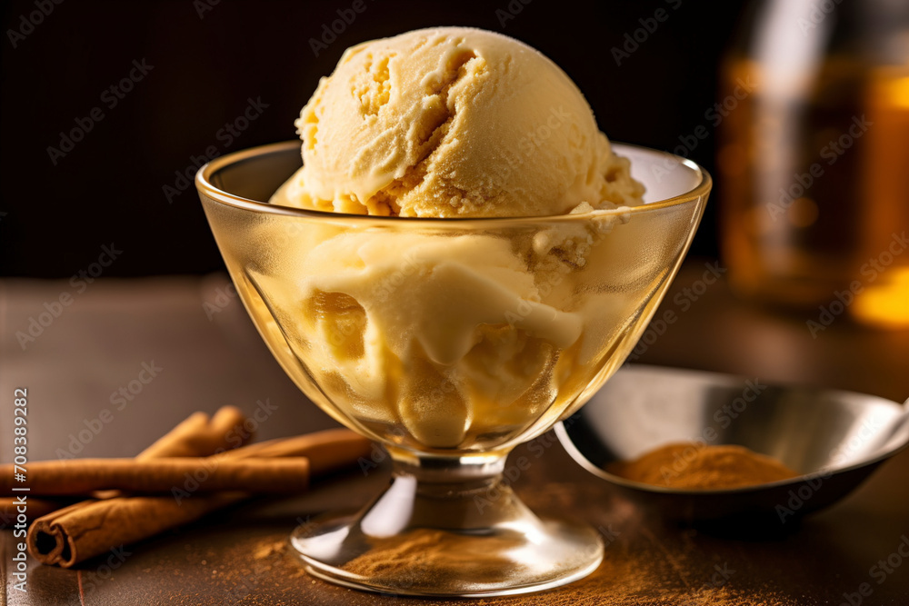 A ceramic bowl of delicious eggnog ice cream. (Generative AI) A ceramic bowl of delicious eggnog ice cream. (Generative AI)