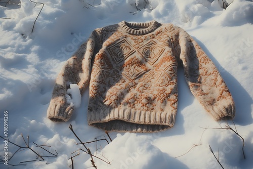 woollen sweater on a snowy surface photo
