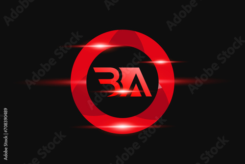 BA Red logo Design. Vector logo design for business.