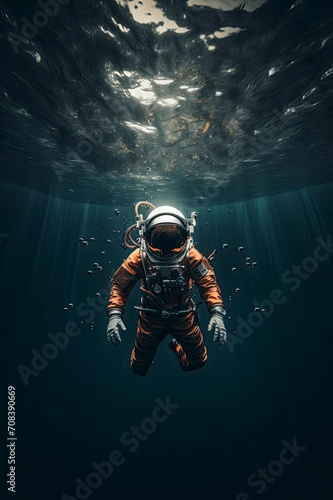 An Astronaut under water  Generative ai