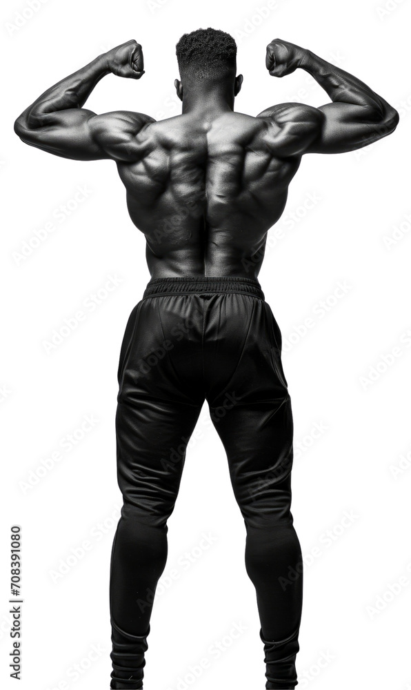 Full body picture of an athletic man flexing his sculpted back muscles. Full body picture of an athletic man flexing his sculpted back muscles.