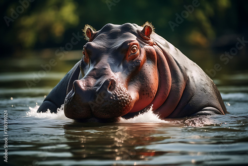 Majestic Hippo in Natural Habitat