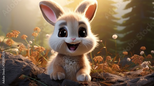 bunny 3d cartoon rendering, generative ai