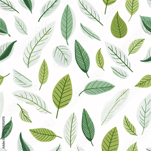 Seamless pattern : Various green leaf patterns 