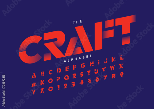 Vector of stylized modern font and alphabet