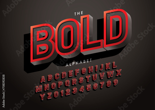Vector of stylized modern font and alphabet