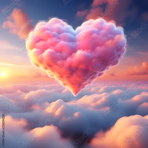 Heart-shaped clouds, beautiful colorful hearts in the clouds as Valentine's Day background.