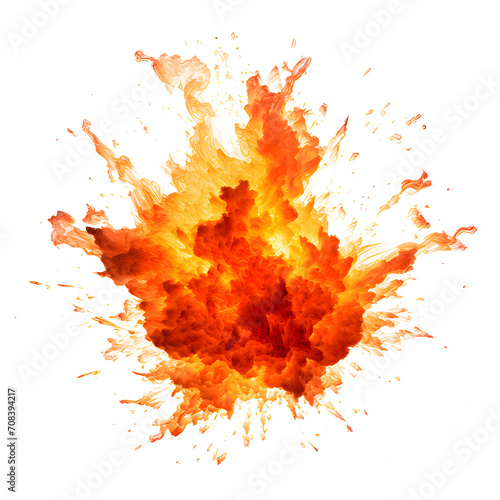 Cloud of fire and smoke caused by an explosion on a png background