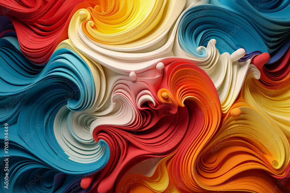 Fototapeta premium Abstract 3d colorful paper waves