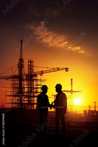 Engineer worker building construction site, generative ai