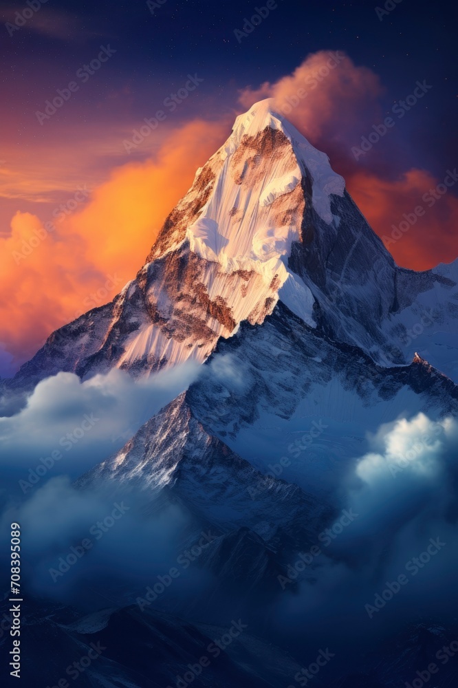 himalayas mountain, ice mountain, cartoon background, generative ai
