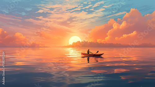 Peaceful sunrise on the water