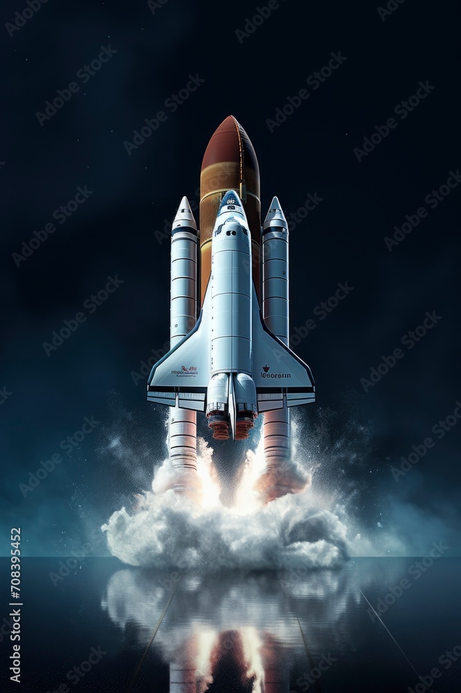 Obraz premium Rocket start, startup, cartoon, generative ai