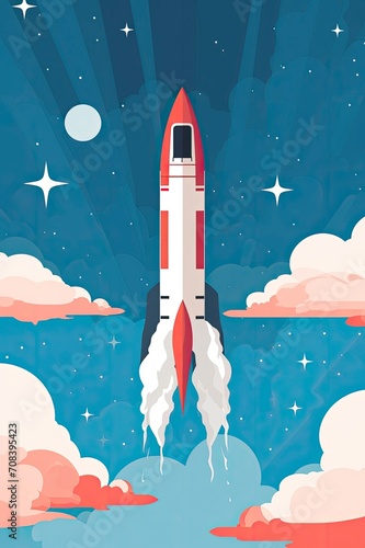 Rocket start  startup  cartoon  generative ai