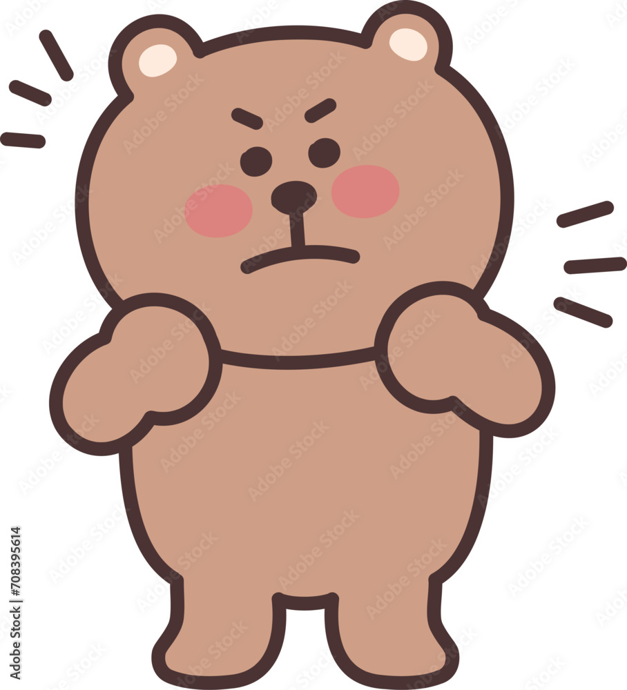 The cartoon teddy bear pumps it up. Vector illustration isolated on a transparent background. The cartoon teddy bear pumps it up. Vector illustration isolated on a transparent background.